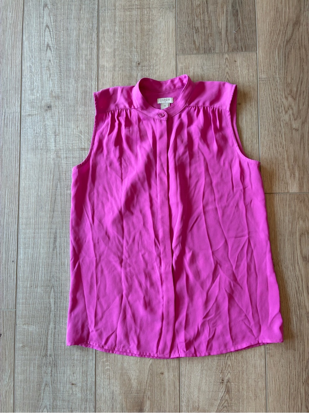 J. Crew Hot Pink Sleeveless Button-Front Top silky office summer preppy